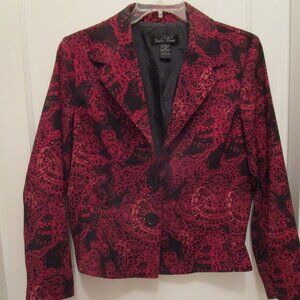 Red and Black Dress Jacket by Brandon Thomas; size L
